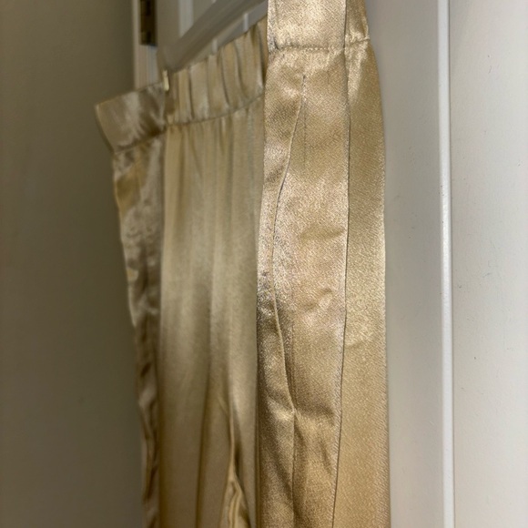 J. Crew Astrid Wide Leg Pant in Luster Crepe Satin Size 16 Champagne Off White - Picture 6 of 10